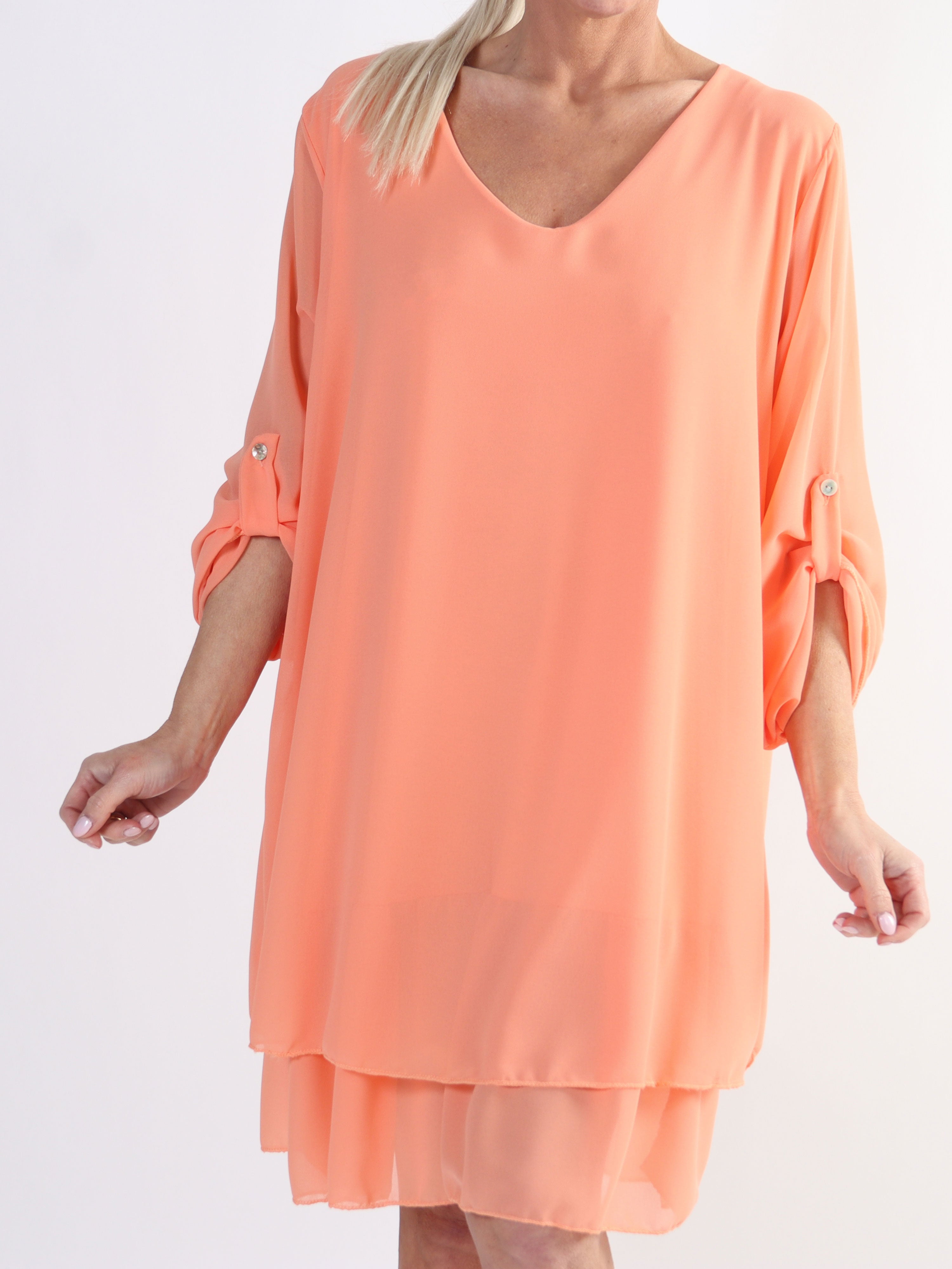 Jill - Chiffon tunikakjole med viskose underkjole